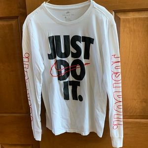 Nike “Just Do It” long-sleeve T-shirt, size medium.